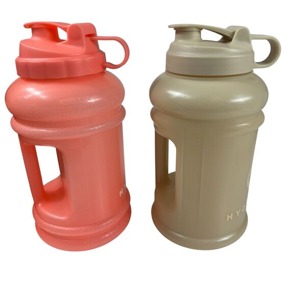 Hydrojug Lot 2 Bottles 73oz Coral Sand 2 Straws 1 Tan Sleeve Pockets Strap - Picture 9 of 16